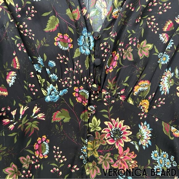 Veronica Beard **NWT** Terina Floral Stretch Silk Black Floral Multi Dress - Picture 9 of 11